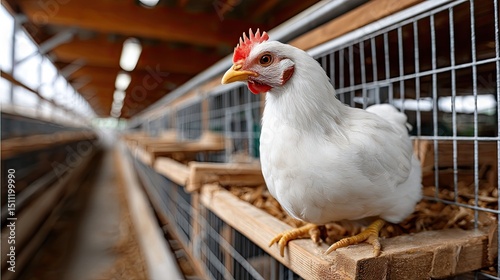 White chicken in cage