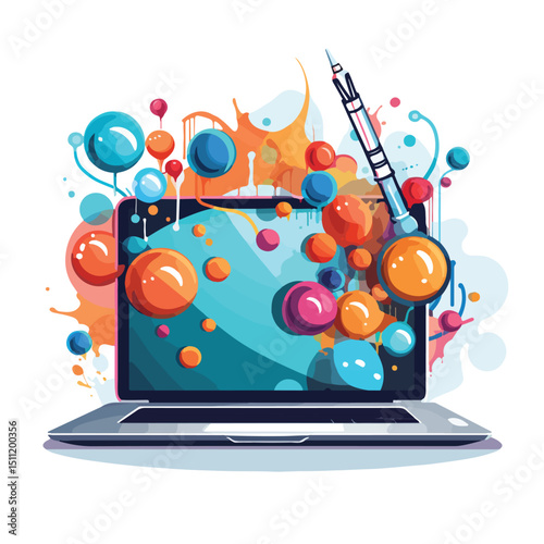 Effective Professional Solution Concept Represented by Laptop on Desk