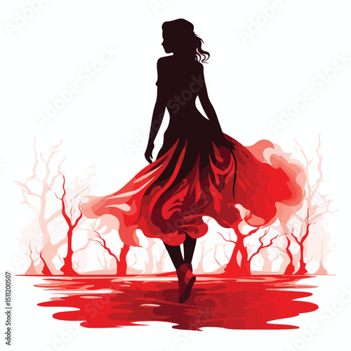 Professional Red Silhouette Shading Image Side View Hand Stock Design