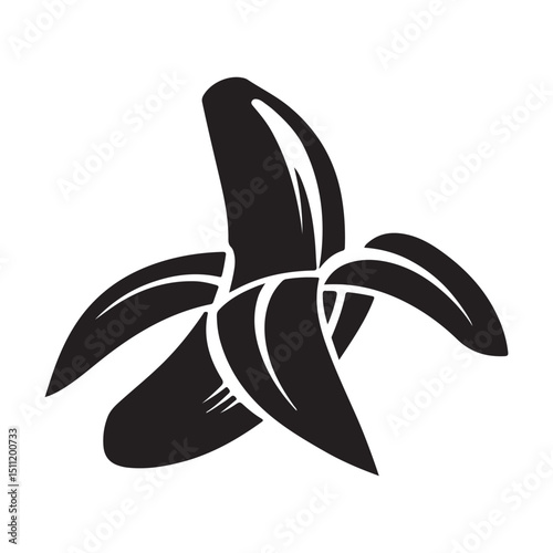 Isolated peeled banana vector illustration tropical fruit graphic art silhouette