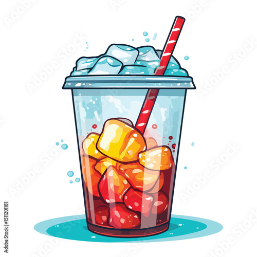 Refreshing Soda in Plastic Cup Vector Illustration for Beverage Concepts
