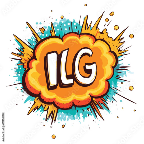 Colorful Speech Bubble with LOL Word in Pop Art Fill Style Vector Illustration