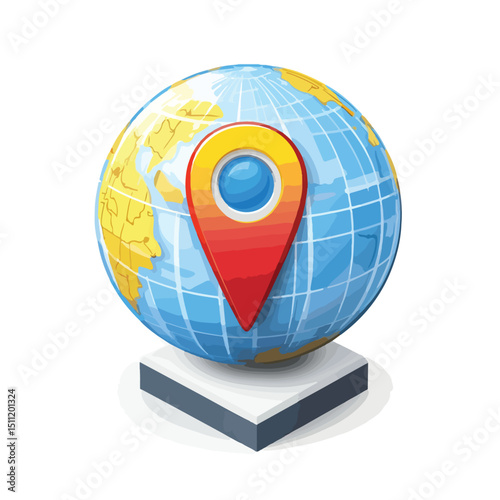Professional Sphere Browser with Pin Location Style Icon Vector for Design Projects
