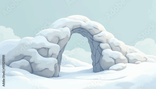 Snow covered arch on a winter day