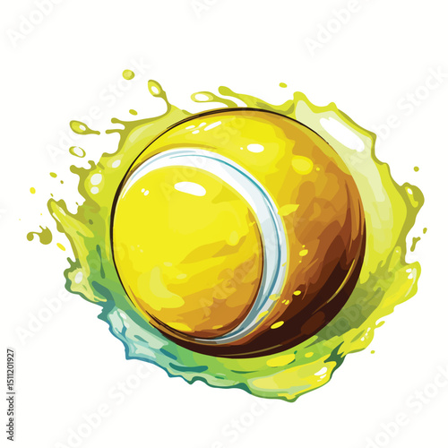 Colorful Tennis Ball Sport Cartoon Vector Illustration for Athletics Marketing Designs