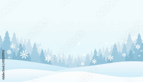 Winter landscape with snow and trees