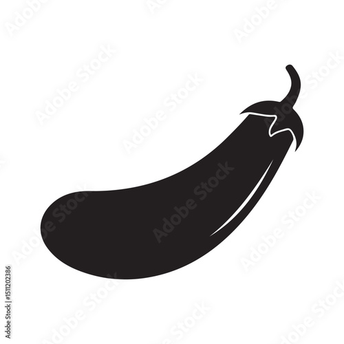 Black eggplant vector illustration for food recipe and design element silhouette