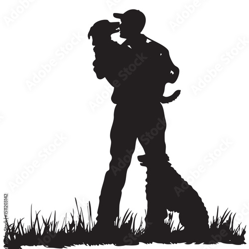 Man Hugging Dog Silhouette