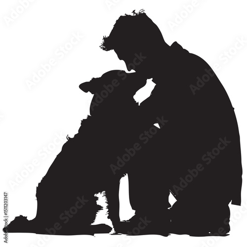 Man Hugging Dog Silhouette