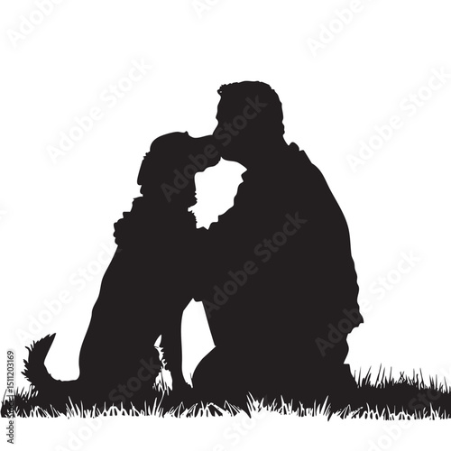 Man Hugging Dog Silhouette