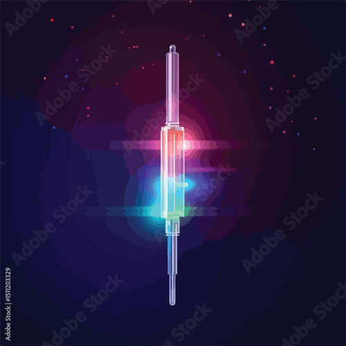 Medical Needle Syringe with Blurred Colorful Liquid - Professional Healthcare Illustration
