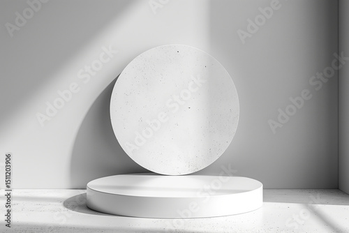 A white pedestal with a white circle on top of it