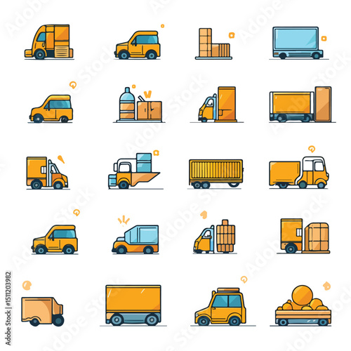 Comprehensive Set of Delivery and Logistic Icons for Professional Presentations