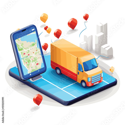 Professional Delivery Concept: Hand Touching Tablet with Map - Vector Illustration
