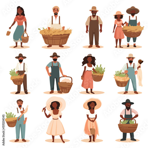 Professional Farmer with Group of People and Farm Animals in Natural Environment