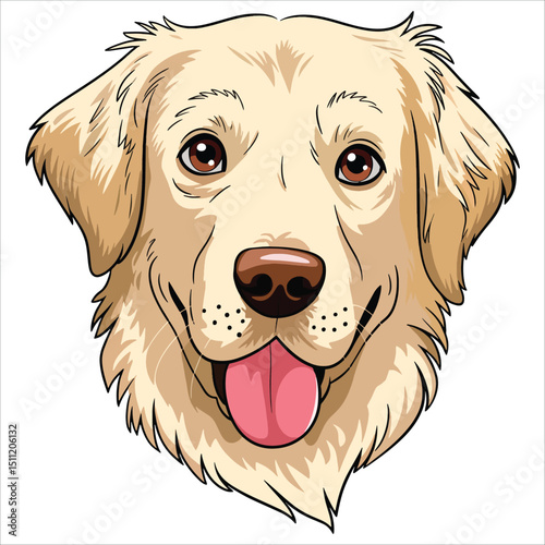 Golden Retriever dog isolated on white background. Loyal companion artwork  vector illustration.