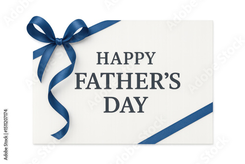 Father's day greeting card displaying elegant blue ribbon, symbolizing heartfelt affection and gratitude on transparent backdrop