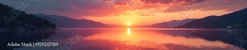 Vibrant sunrise over a tranquil lake, reflecting a peaceful and healthy atmosphere Perfect for wellbeing, mindfulness, serenity, and nature themes , vibrant, relaxation, beauty