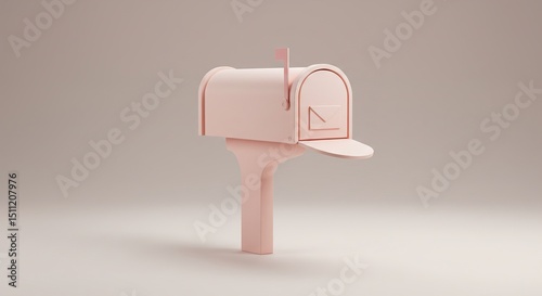 Minimalist Pink Postbox 3D Render Simple Mailbox Design