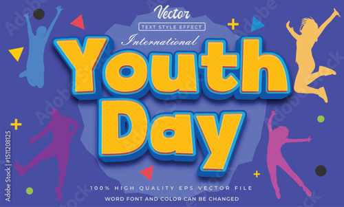 International youth day 3d text effect
