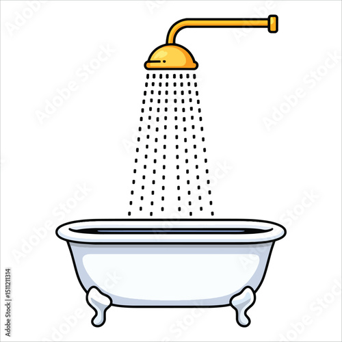 Bathtub icon design, Bathroom relaxation symbol.