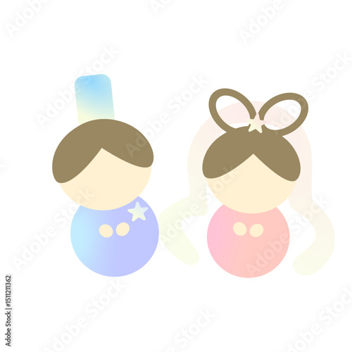 丸くてかわいい織姫と彦星のアイコン