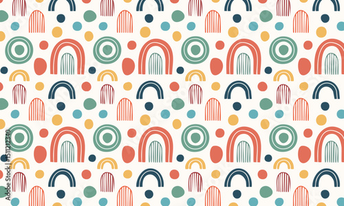 Playful Rainbow Stripe Design for Children Dots Repeating Pattern