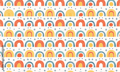 Playful Rainbows and Abstract Circles Seamless Pattern