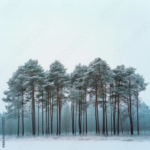 Wallpaper Mural Snowy Pines in a Misty Forest Torontodigital.ca
