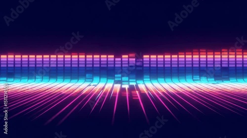 Colorful audio visualizer with glowing sound bars on dark background  