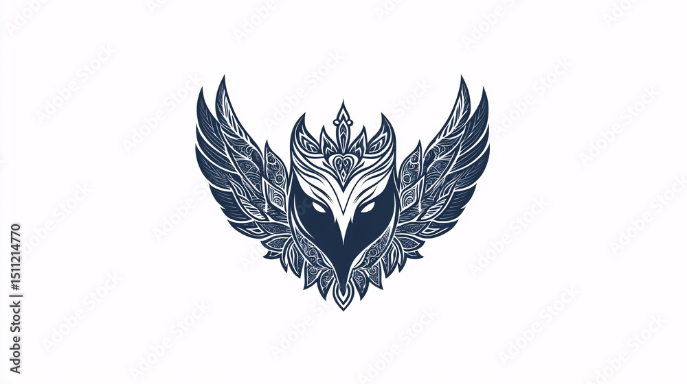 Obraz premium Ornate Owl Wings Crest Design.