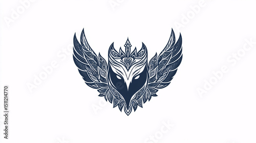 Ornate Owl Wings Crest Design.