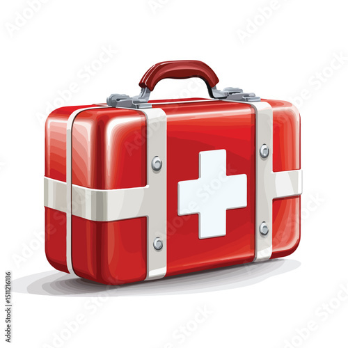 First Aid Suitcase Vector Illustration for Emergency Medical Kits and Healthcare Supplies Usage