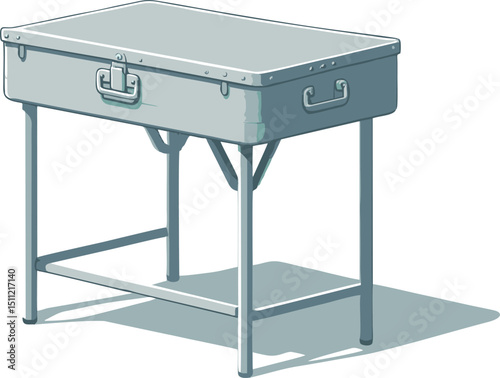 Sturdy Metal Utility Table with Suitcase-Style Lid
