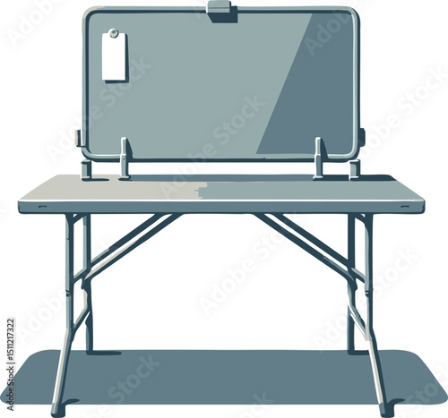 Folding Table with Blank Sign, Election Day, Voting Booth Illustration