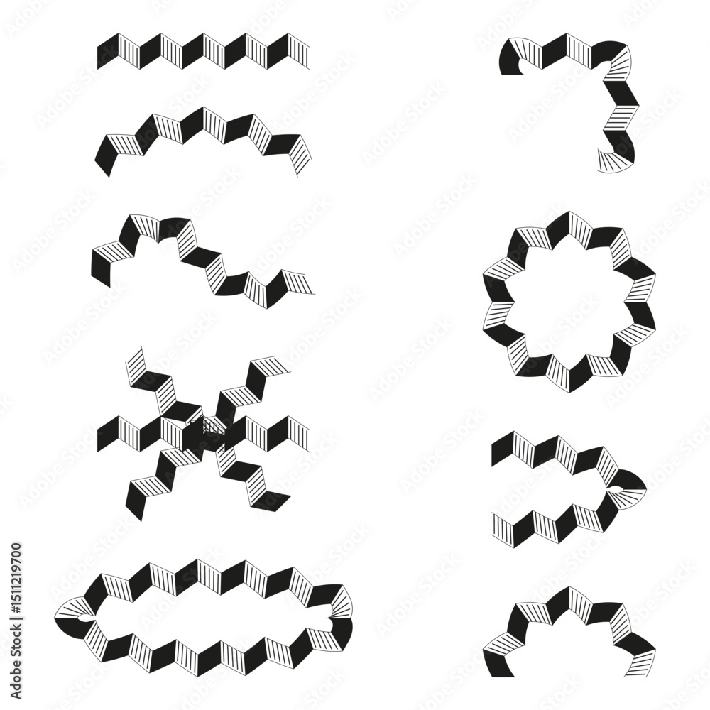 Naklejka premium Geometric chain shape. Angular block symbol. Vector zigzag belt. Abstract decorative element.