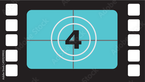 Vintage Film Countdown Four Seconds to Action