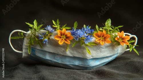 Floral Face Mask Still Life: A Symbol of Hope and Renewal