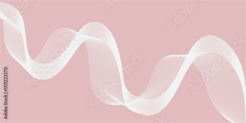 Pink abstract background with hearts and flowing wave patterns