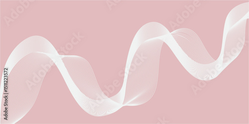 Pink abstract background with hearts and flowing wave patterns