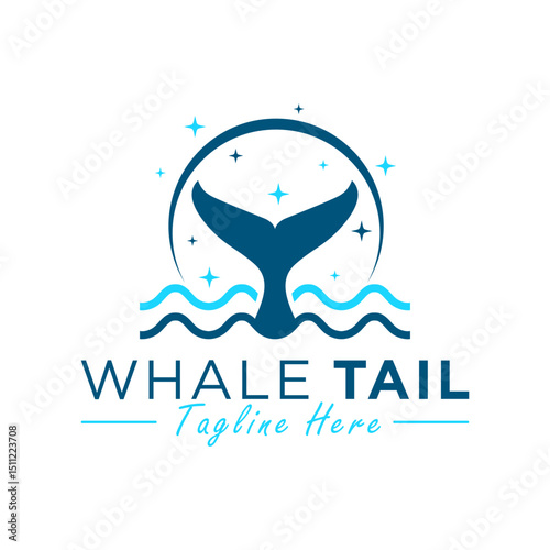 whale tail illustration logo