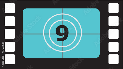 Countdown to Action Film Reel with Number Nine