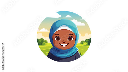 Joyous Muslim boy/girl avatar design
