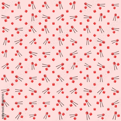 Cute sushi vector pattern, seamless, Japanese food, decoration, popular Asian restaurant