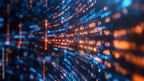 Wallpaper Mural Abstract digital data stream flowing with blue and orange glowing particles blurred background representing the concept of the internet and the flow of information Torontodigital.ca