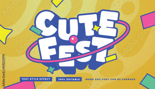 Text effect editable vector graphic of cute festival , perfect for movie title, festival poster title, etc.
