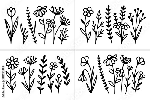 vector set of flowers