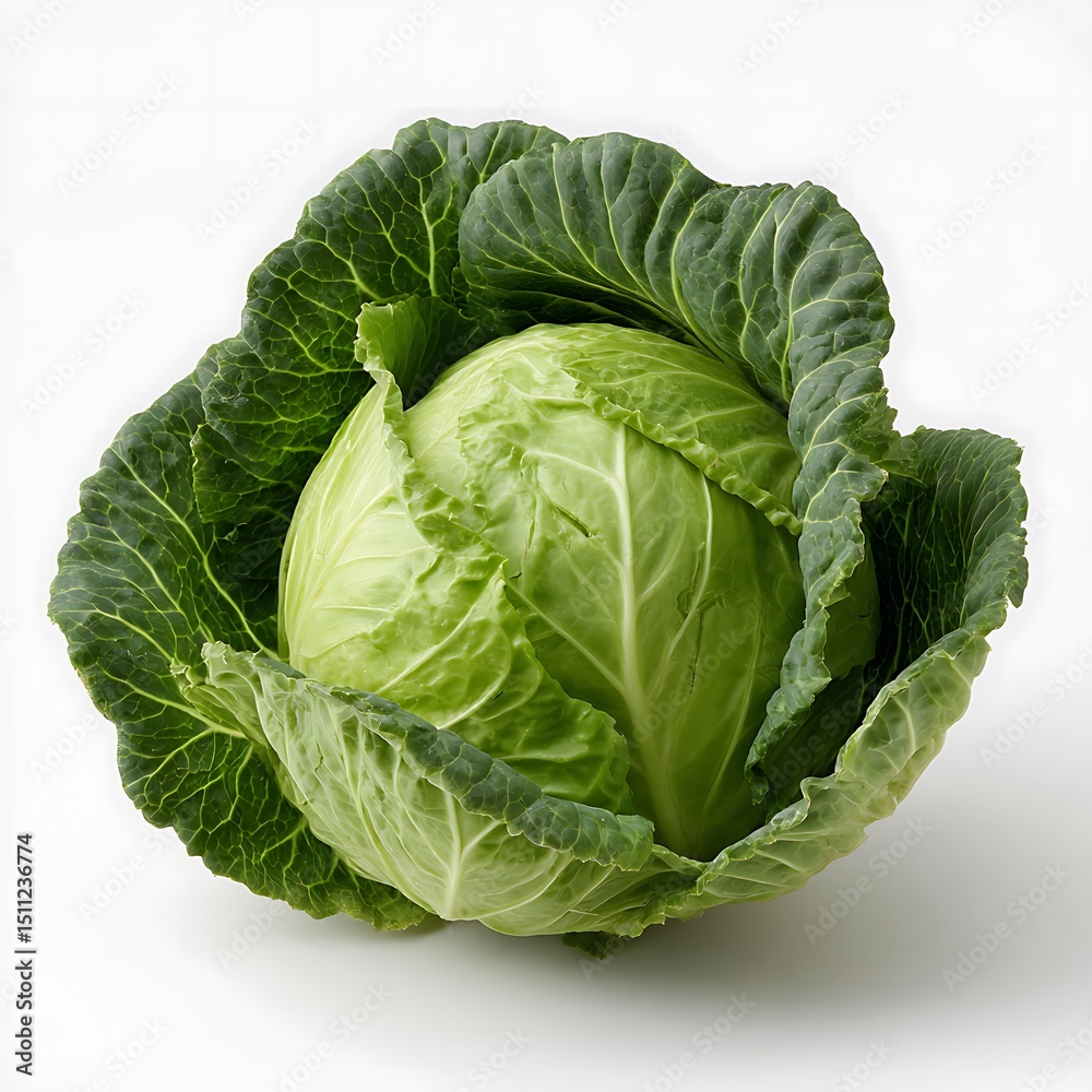 Fototapeta premium Fresh green cabbage isolated on white background