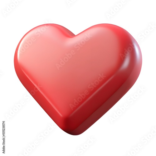 3D Render of a Realistic Red Heart Shape Perfect for Valentine's Day, Love, and Romance Designs