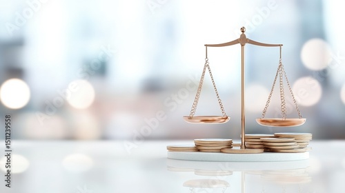 A balanced scale with coins symbolizing financial justice and fairness in business.